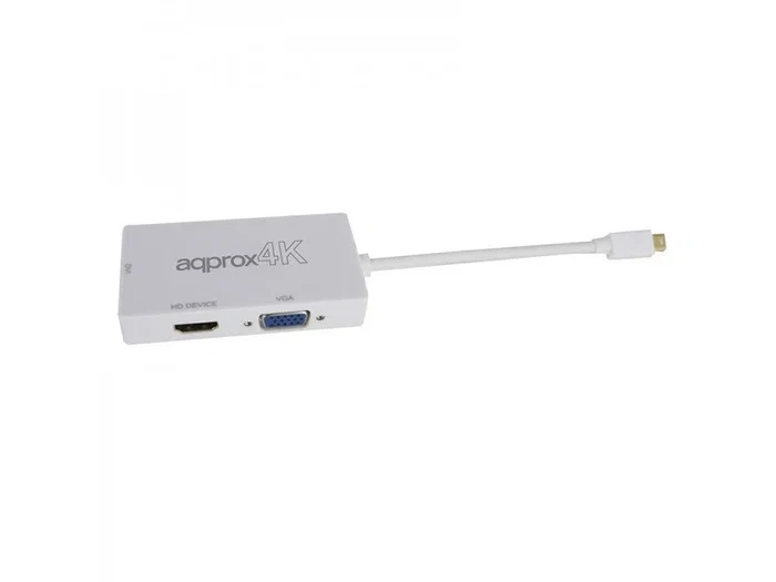 Approx Adaptador DisplayPort a HDMI/VGA/DVI 4K Blanco APPC37