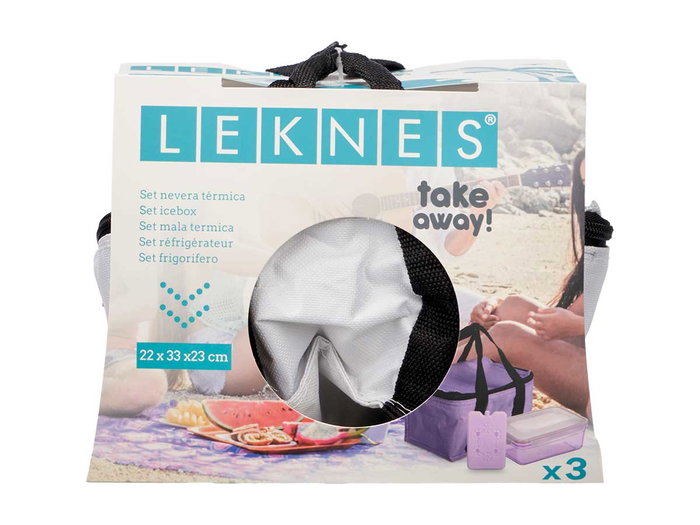 Leknes Set Nevera Fiambrera Surtidos Gris Rosa Verde 22x17.5x15cm Plástico Poliéster (Set de 6)