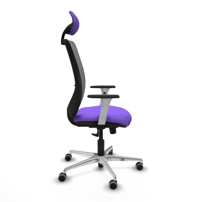 PIQUERAS Y CRESPO Silla de oficina Zulema con mecanismo Sincro, Tela Lila y Malla Gris PIQUERAS Y CRESPO Silla de oficina Zulema con mecanismo Sincro, Tela Lila y Malla Gris
