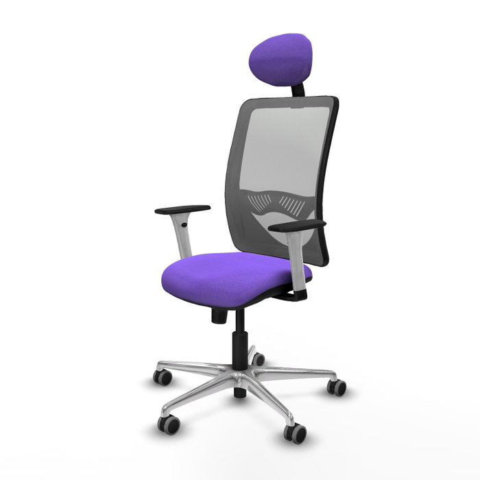 PIQUERAS Y CRESPO Silla de oficina Zulema con mecanismo Sincro, Tela Lila y Malla Gris PIQUERAS Y CRESPO Silla de oficina Zulema con mecanismo Sincro, Tela Lila y Malla Gris