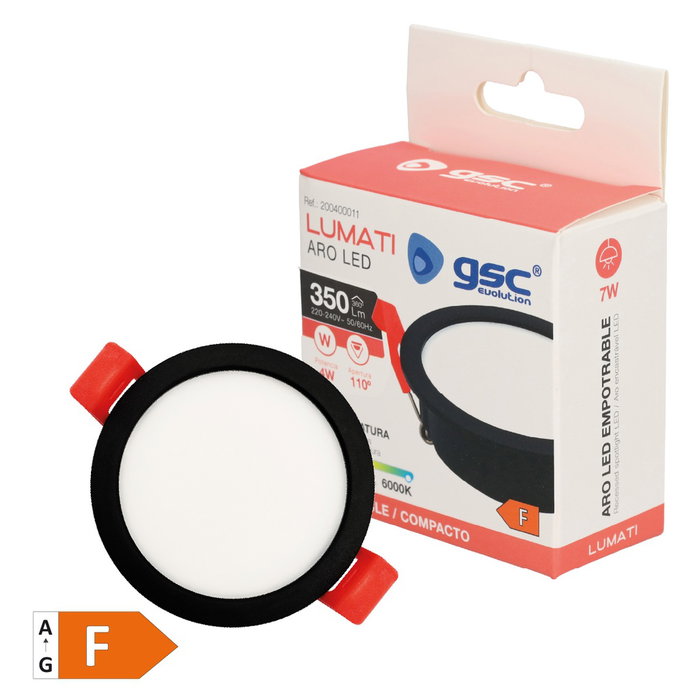GSC Evolution Aro redondo empotrable compacto LED Lumati 4W Negro