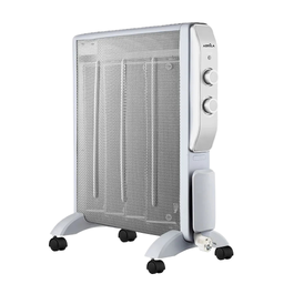 Abrigo Radiador de Mica Eléctrico 2000W 4 Elementos Blanco/Plata con Termostato Regulable y Antivuelco