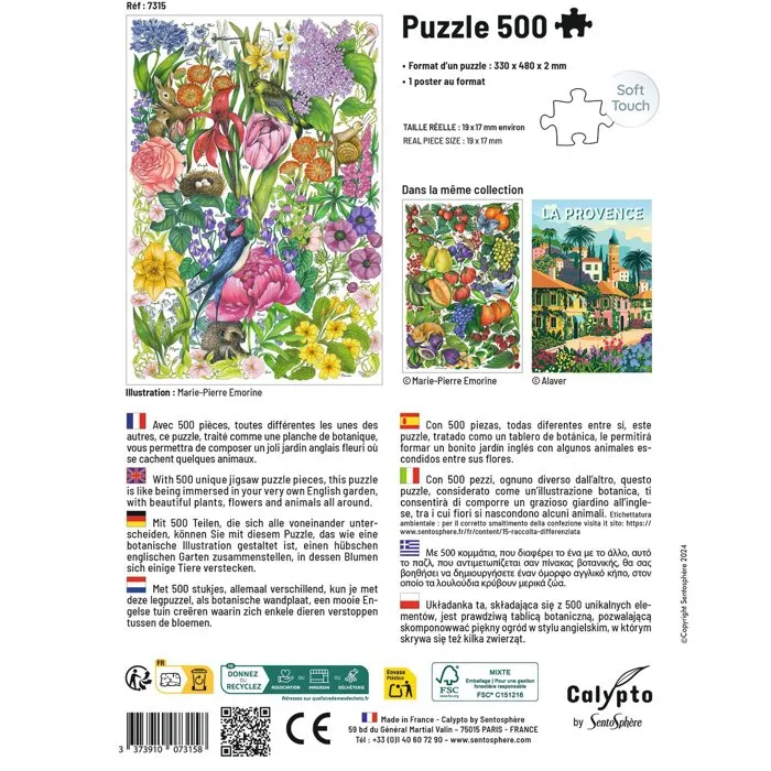 Sentosphere Rompecabezas Calypto Flores de Primavera 500 Piezas - Acabado Suave y Sedoso - Para Mayores de 8 Años