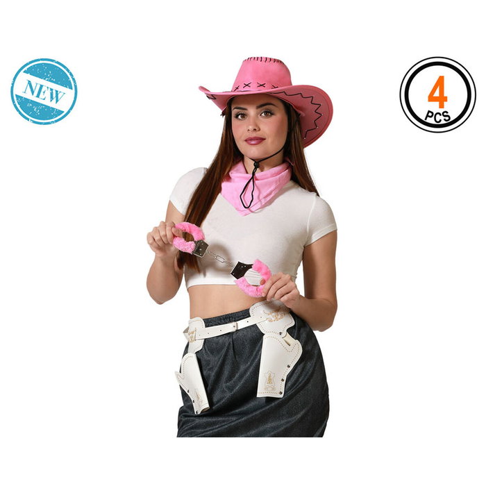 Atosa Set Cowgirl con Sombrero, Pañuelo, Estrella y Coletero para Niños Atosa Set Cowgirl con Sombrero, Pañuelo, Estrella y Coletero para Niños