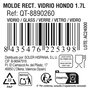 Quttin Molde Rectangular Vidrio Hondo 28.2x11.6x7.7 cm, 784g (6 Unidades)