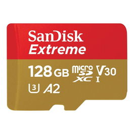 SanDisk Extreme microSDXC Tarjeta de Memoria 128 GB con Adaptador SD, Velocidad Lectura 190 MB/s, Escritura 90 MB/s, UHS-I U3, V30, A2, Resistente para 4K, Drones, Smartphones