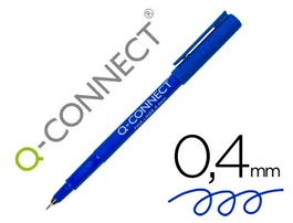 Q-connect Rotulador de Fibra Punta Fina Fine Liner Azul 0,4 mm Trazo Escritura Nítida Precisa 1300m Cuerpo y Capuchón Color Tinta Ideal Escritura