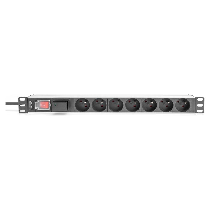 Digitus PDU 1U 7xCEE7/5 Negro Regleta conmutada 7 salidas 230V/16A Montaje en Rack Horizontal Aluminio Plástico