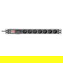 Digitus PDU 1U 7xCEE7/5 Negro Regleta conmutada 7 salidas 230V/16A Montaje en Rack Horizontal Aluminio Plástico