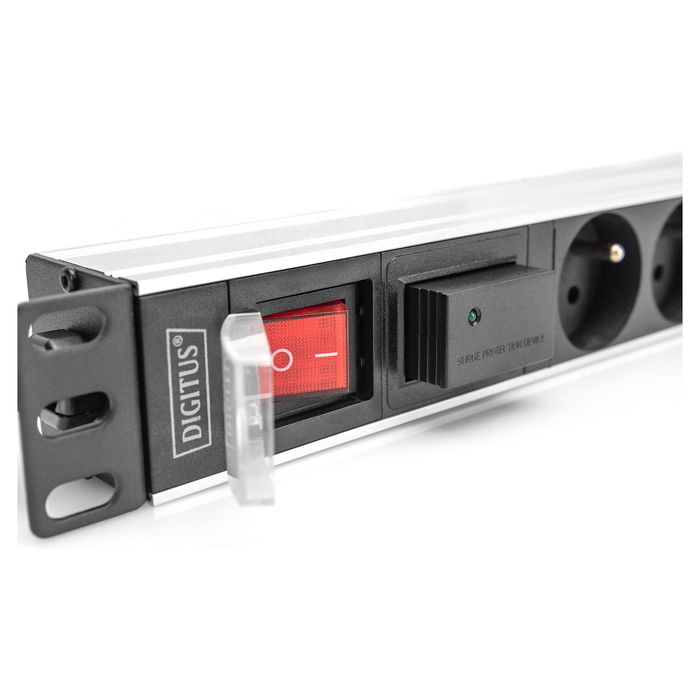 Digitus PDU 1U 7xCEE7/5 Negro Regleta conmutada 7 salidas 230V/16A Montaje en Rack Horizontal Aluminio Plástico