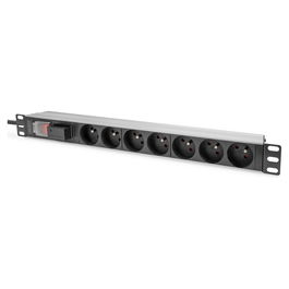 Digitus PDU 1U 7xCEE7/5 Negro Regleta conmutada 7 salidas 230V/16A Montaje en Rack Horizontal Aluminio Plástico