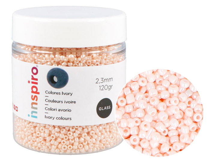 Innspiro Rocalla de Vidrio Redonda Ivory Rosado 2,3mm 120g Innspiro Rocalla de Vidrio Redonda Ivory Rosado 2,3mm 120g