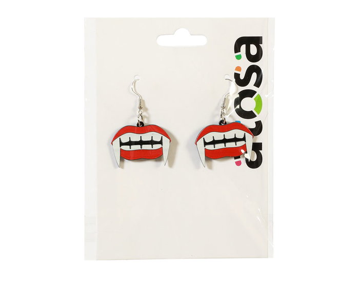 Pendientes De Vampiresa Rojos Con Detalle Gótico - Accesorio Temático Halloween