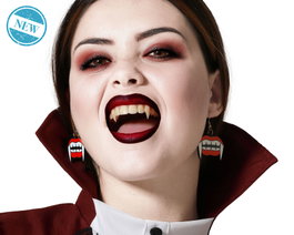 Pendientes De Vampiresa Rojos Con Detalle Gótico - Accesorio Temático Halloween