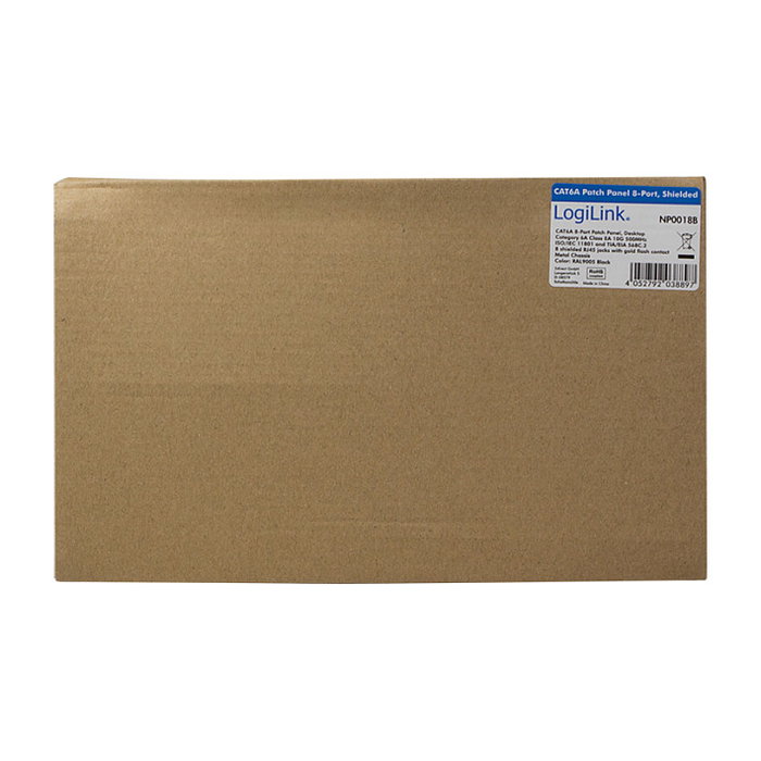 LogiLink Patchpanel Desktop 8 Port Cat6A STP negro