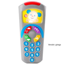 Fisher-Price DLK58 Control Remoto Educativo Laugh Learn para Bebé +6 Meses, Con Luces, Canciones y Frases, Enseña Números y Letras, Versión en Griego