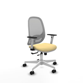 PIQUERAS Y CRESPO Silla de oficina Cilanco con mecanismo Sincro/Traslack, Similpiel Crema y Malla Gris