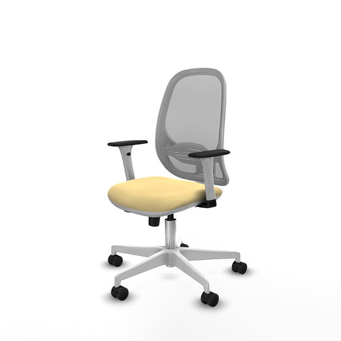 PIQUERAS Y CRESPO Silla de oficina Cilanco con mecanismo Sincro/Traslack, Similpiel Crema y Malla Gris PIQUERAS Y CRESPO Silla de oficina Cilanco con mecanismo Sincro/Traslack, Similpiel Crema y Malla Gris