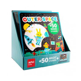 APLI Stickers Game Escenario con Pegatinas Expositor de 12 Packs Temáticos