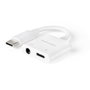 Nanocable Adaptador de Audio USB-C Macho a Jack 3.5 Hembra y USB-C Hembra PD 60W, Blanco