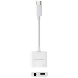 Nanocable Adaptador de Audio USB-C Macho a Jack 3.5 Hembra y USB-C Hembra PD 60W, Blanco