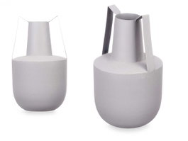 Giftdecor Jarron Acero Doble Asa Gris Pastel 14 cm x 24 cm x 14 cm (Set de 6)