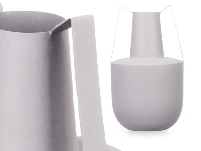 Giftdecor Jarron Acero Doble Asa Gris Pastel 14 cm x 24 cm x 14 cm (Set de 6)