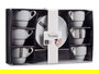 Vessia Set 6 Tazas de Café de Porcelana Blanca con Plato 200ml - Dimensiones Taza 10.2x7.5x7cm, Plato 14.7x14.7x1.5cm - Medida Exterior Set 22x8.5x36cm (Set de 6)