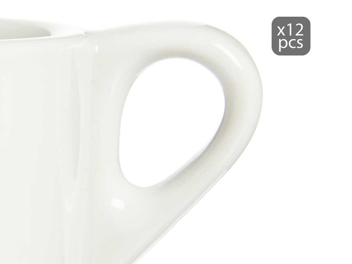 Vessia Set 6 Tazas de Café de Porcelana Blanca con Plato 200ml - Dimensiones Taza 10.2x7.5x7cm, Plato 14.7x14.7x1.5cm - Medida Exterior Set 22x8.5x36cm (Set de 6)
