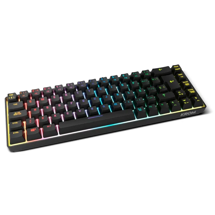 Krom Kalista Teclado Gaming Español Mini 68 Teclas USB Negro con Retroiluminación RGB, Antifantasma (N-Key Rollover 19 Teclas) y Modo Gaming para Windows/Mac