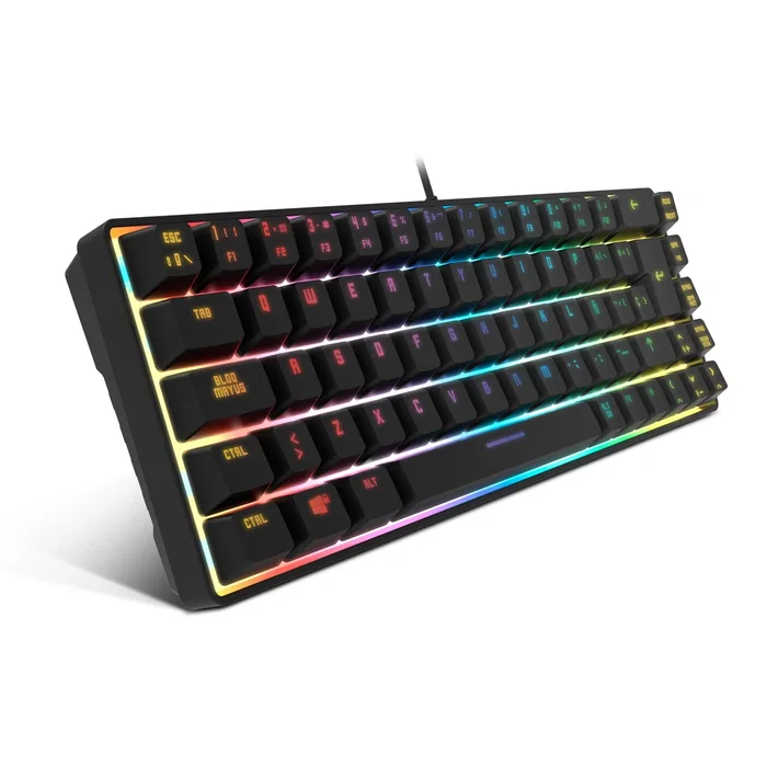 Krom Kalista Teclado Gaming Español Mini 68 Teclas USB Negro con Retroiluminación RGB, Antifantasma (N-Key Rollover 19 Teclas) y Modo Gaming para Windows/Mac