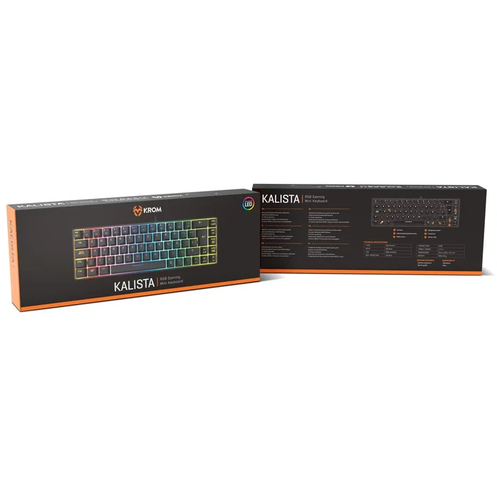 Krom Kalista Teclado Gaming Español Mini 68 Teclas USB Negro con Retroiluminación RGB, Antifantasma (N-Key Rollover 19 Teclas) y Modo Gaming para Windows/Mac