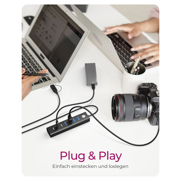ICY BOX IB-HUB1737-C3 Hub USB 3.2 Gen 1 de 7 puertos (4x USB-A, 3x USB-C) en Negro ICY BOX IB-HUB1737-C3 Hub USB 3.2 Gen 1 de 7 puertos (4x USB-A, 3x USB-C) en Negro