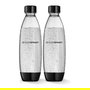 SodaStream Botella PET para bebida carbonatada DUO 1741260410 - 2 unidades, 1 Litro, Negro y Transparente, apta para lavavajillas