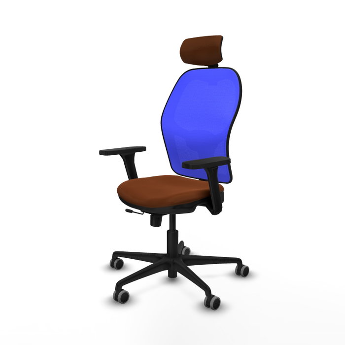 PIQUERAS Y CRESPO Silla de oficina Jorquera con mecanismo Sincro/Traslack, Marrón y Azul