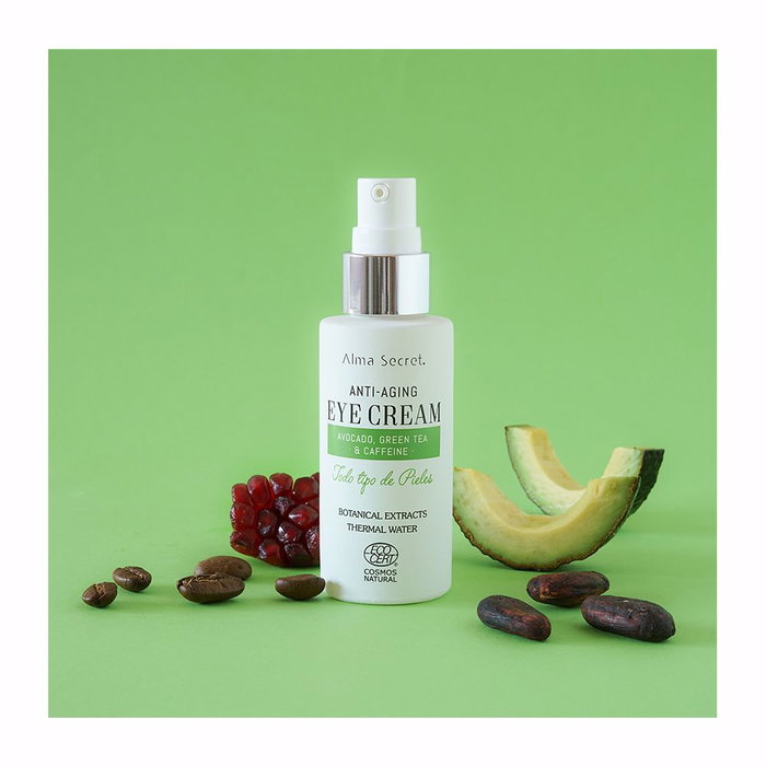 Alma Secret Eye Cream Antiedad con Aguacate, Té Verde y Cafeína para Contorno de Ojos, 30 ml
