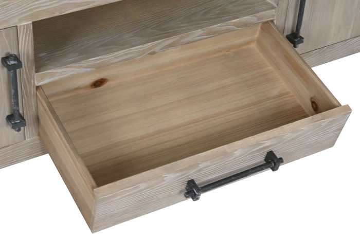 DKD Home Decor Mueble TV Romantico Chuang rome 160 x 46.5 x 40 cm Madera de Hevea Metal