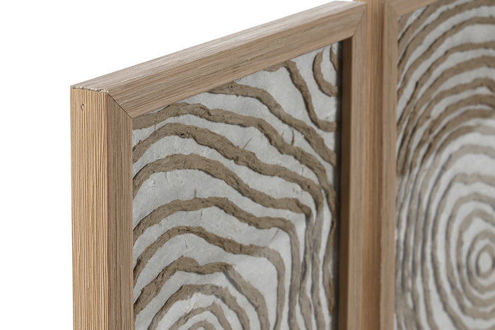 DKD Home Decor Cuadro Moderno Blanco Natural Set de 3 Piezas Cristal Papel Mache 2 x 30 x 20 cm