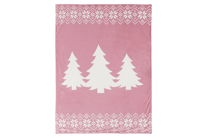 DKD Home Decor Alpina Manta de Navidad Rosa y Blanco 170 x 130 cm (2 Unidades)