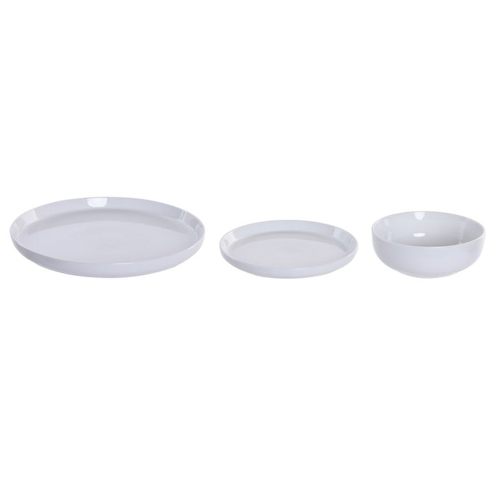 DKD Home Decor Set de Vajilla 18 Piezas de Porcelana Blanca