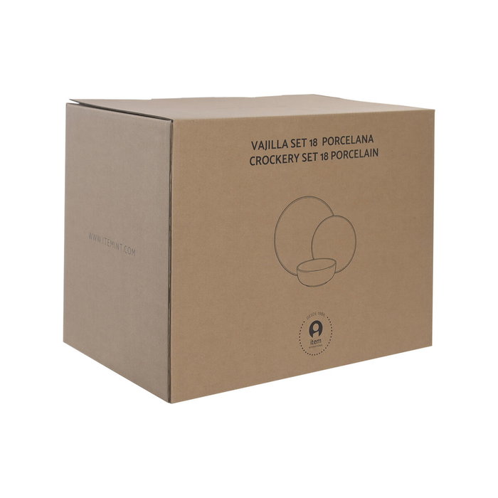DKD Home Decor Set de Vajilla 18 Piezas de Porcelana Blanca