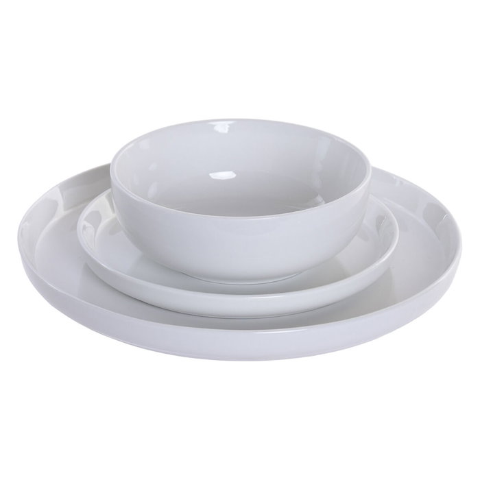DKD Home Decor Set de Vajilla 18 Piezas de Porcelana Blanca