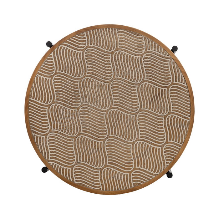 Mesita Natural-Negro Metal-Madera 69 X 69 X 52,50 cm