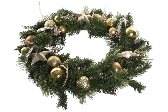 DKD Home Decor Corona Navidad Moderna 10 x 60 x 60 cm Verde Dorado 2 Unidades