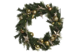 DKD Home Decor Corona Navidad Moderna 10 x 60 x 60 cm Verde Dorado 2 Unidades