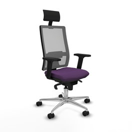 PIQUERAS Y CRESPO Silla de oficina Horna con mecanismo Sincro, Tela Morada y Malla Gris