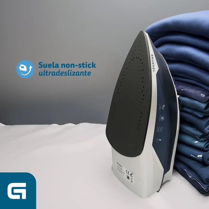 Grunkel PL-22NS Plancha de Vapor y Seco, 2200W, Vapor 120 g/min, Suela Acero Inoxidable Antical, Función Anti-Goteo y Espray, Color Azul Grunkel PL-22NS Plancha de Vapor y Seco, 2200W, Vapor 120 g/min, Suela Acero Inoxidable Antical, Función Anti-Goteo y Espray, Color Azul