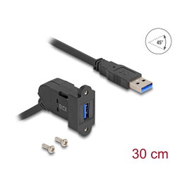 DeLOCK 67153 Módulo Keystone USB-A hembra 45° a USB-A macho con cable de 30 cm