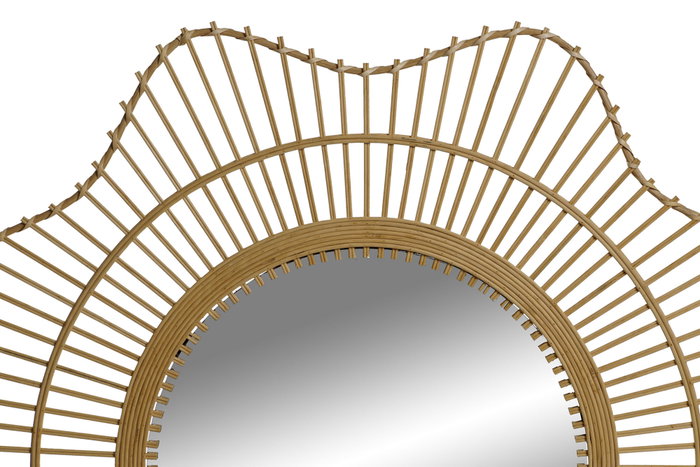 DKD Home Decor Espejo de Bambú y Cristal Natural 85x85 cm