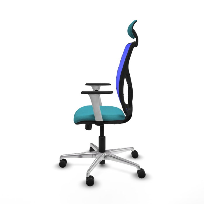 PIQUERAS Y CRESPO Silla de oficina Motilla con mecanismo Sincro/Traslack, tela Turquesa y malla Azul PIQUERAS Y CRESPO Silla de oficina Motilla con mecanismo Sincro/Traslack, tela Turquesa y malla Azul